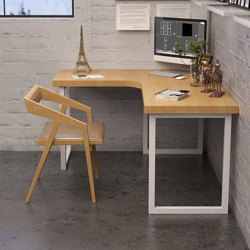 Bureau d'écriture en bois massif de Style moderne, bureau en forme de L pour le bureau Clearhalo