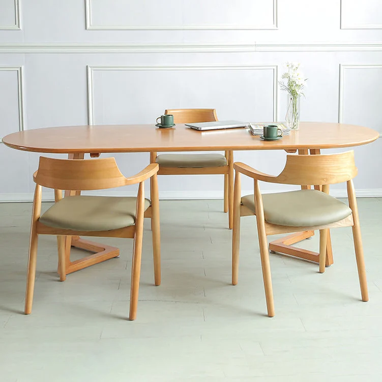 Bureau d'écriture en bois moderne, Table de conférence, bureau ovale sans chaise Clearhalo