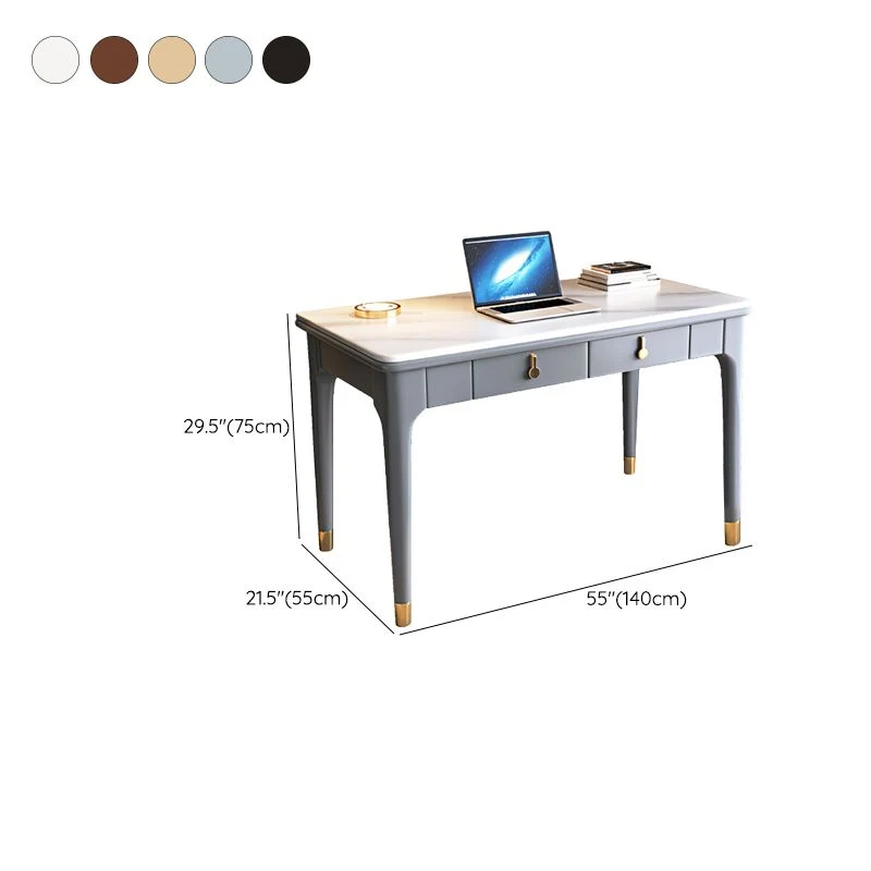 Bureau d'écriture en bois Parsons, bureau moderne avec 2 tiroirs de rangement Clearhalo
