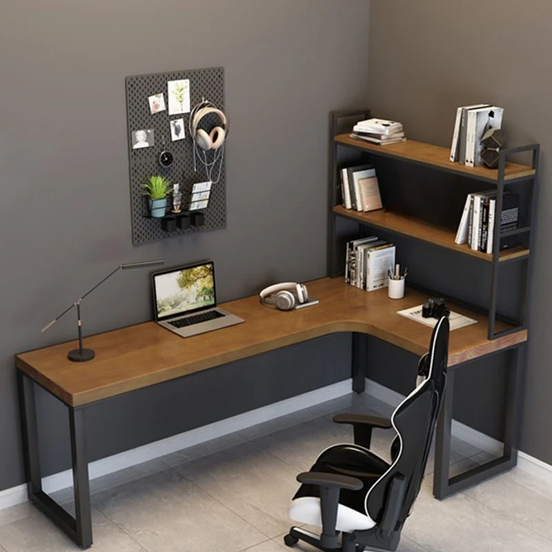 Bureau d'écriture en bois pour la maison contemporaine, bureau à base de luge en forme de L Clearhalo