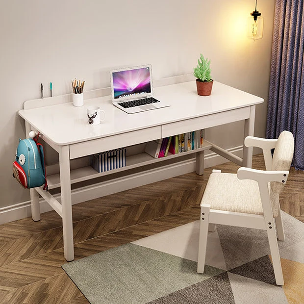 Bureau d'écriture en bois de Style moderne, Table de bureau de forme rectangulaire avec 2 pieds pour la maison Clearhalo