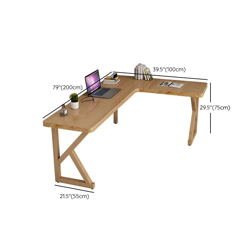 Bureau d'écriture en bois de Style moderne, Table de bureau en forme de L avec 3 pieds pour la maison Clearhalo