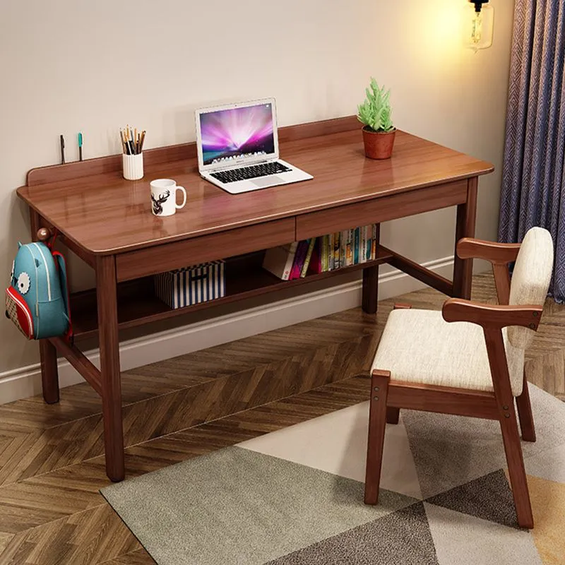 Bureau d'écriture en bois de Style moderne, Table de travail rectangulaire avec 2 pieds pour la maison Clearhalo