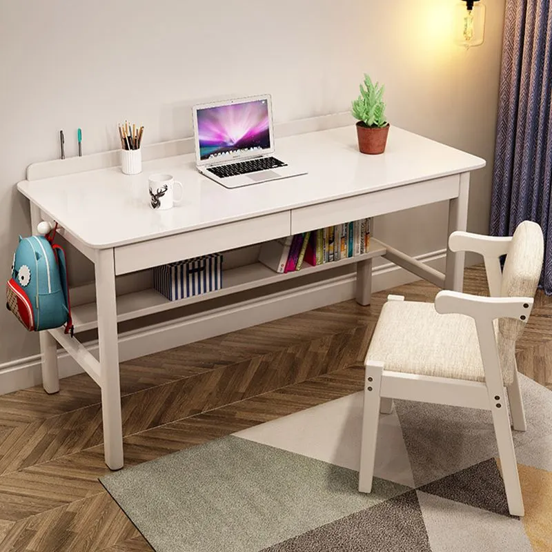Bureau d'écriture en bois de Style moderne, Table de travail rectangulaire avec 2 pieds pour la maison Clearhalo