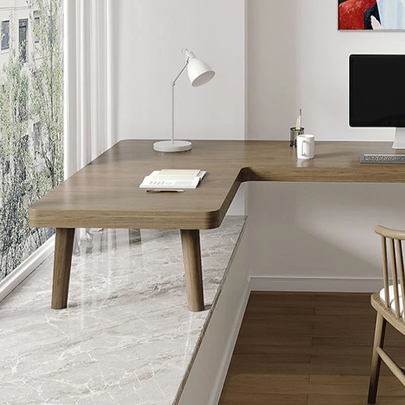 Bureau d'écriture en bois de Style moderne, Table de bureau en forme de L avec pieds pour la maison Clearhalo
