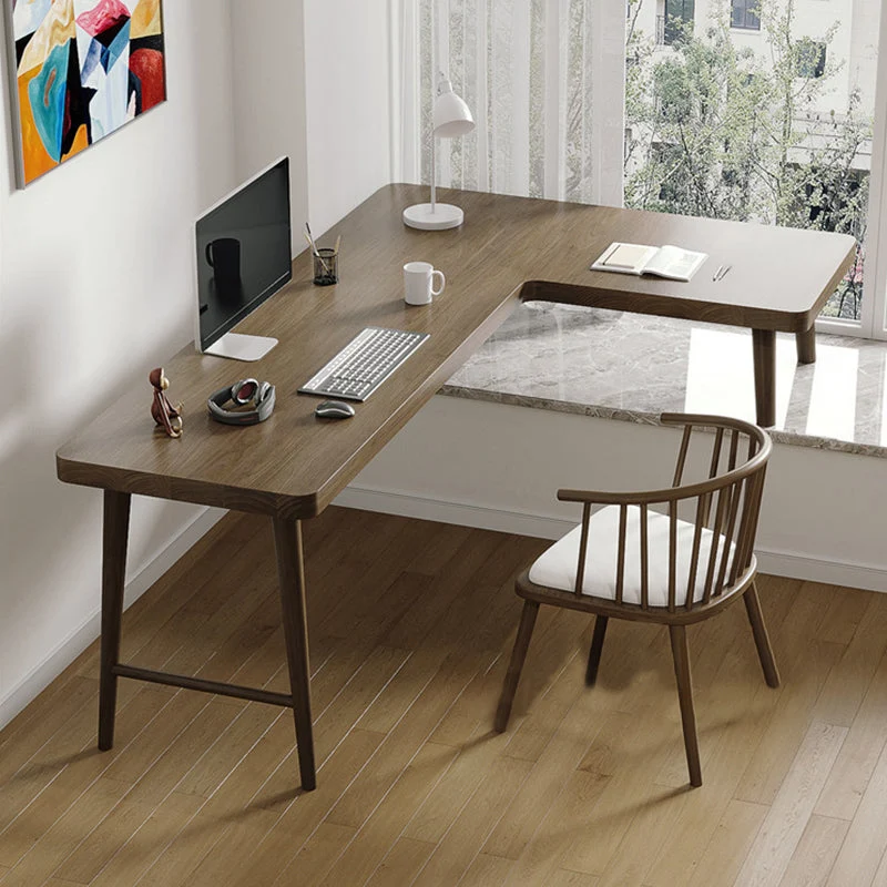Bureau d'écriture en bois de Style moderne, Table de bureau en forme de L avec pieds pour la maison Clearhalo