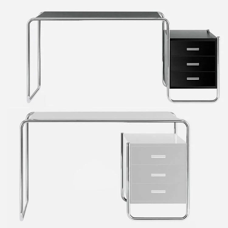 Bureau d'écriture en bois sur pied de bureau noir et blanc pour la maison Clearhalo