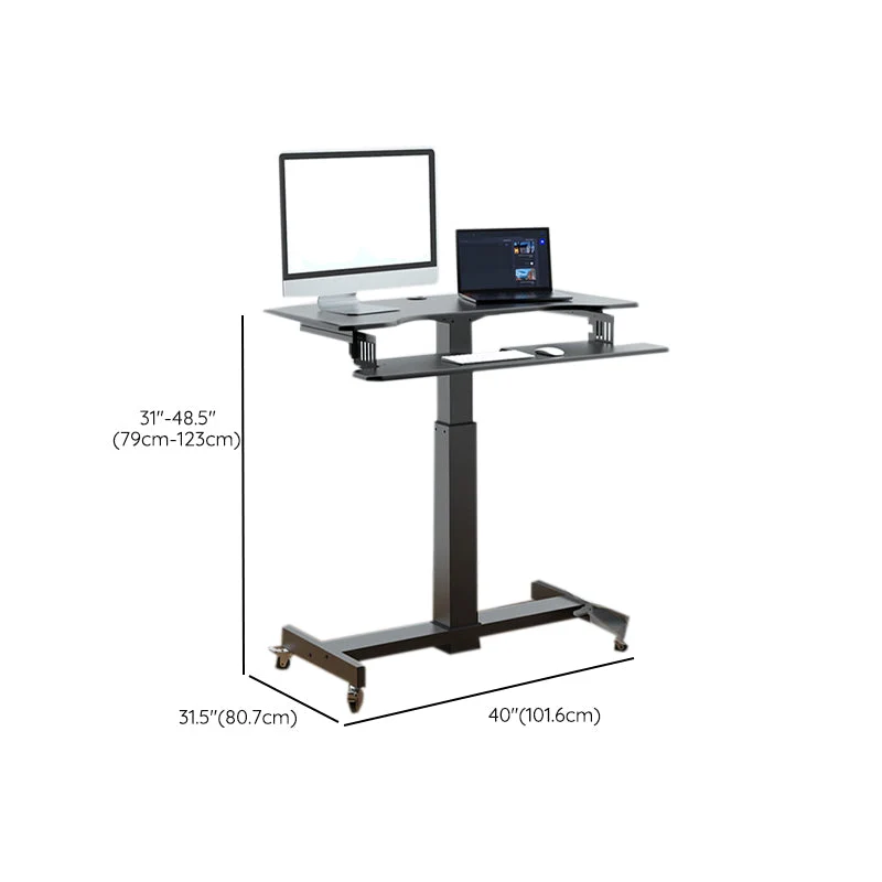Bureau d'écriture en bois de table mobile pour ordinateur portable de forme rectangulaire en noir/blanc Clearhalo