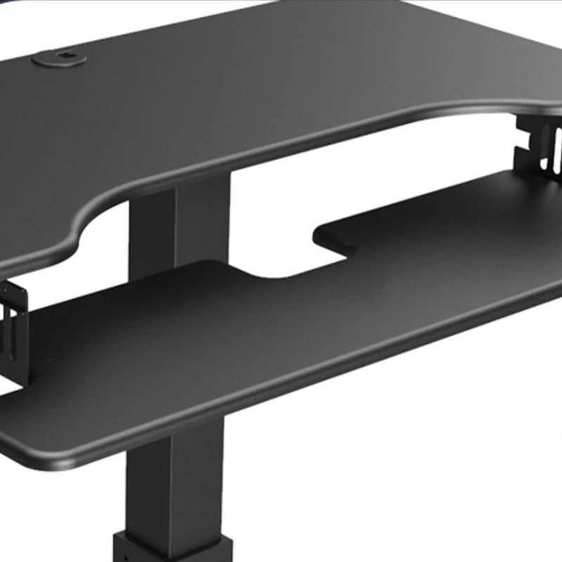 Bureau d'écriture en bois de table mobile pour ordinateur portable de forme rectangulaire en noir/blanc Clearhalo