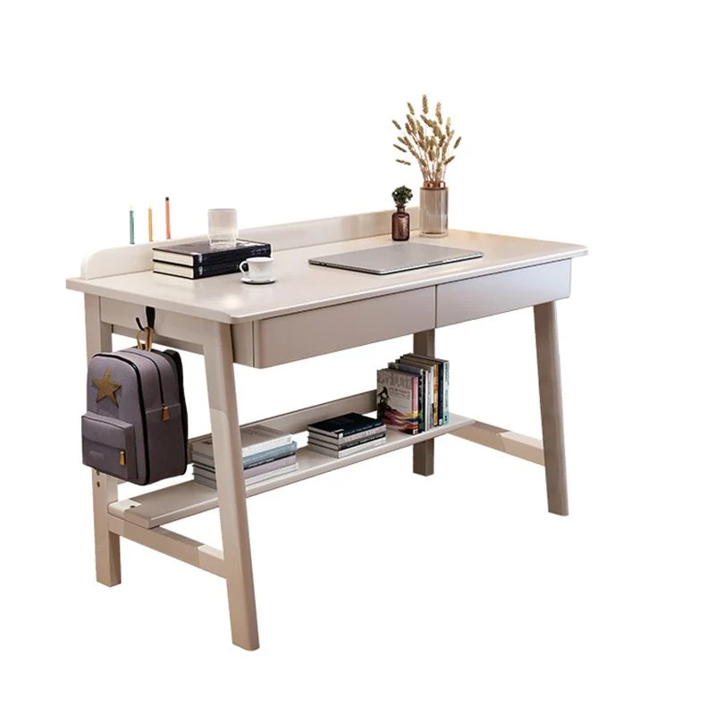 Bureau d'écriture en bois de table de travail à domicile de forme rectangulaire en marron/blanc/naturel Clearhalo