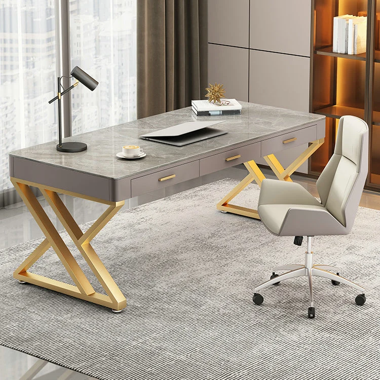 Bureau d'écriture Classic Glam de 29,25 pouces de hauteur, bureau en pierre courbée Clearhalo