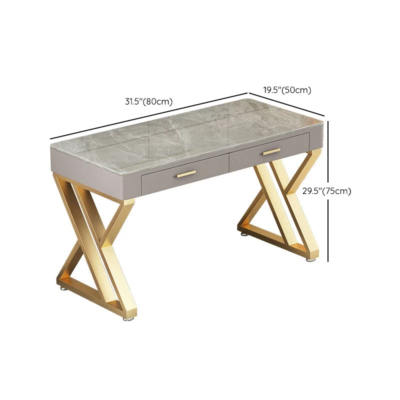 Bureau d'écriture Classic Glam de 29,25 pouces de hauteur, bureau en pierre courbée Clearhalo