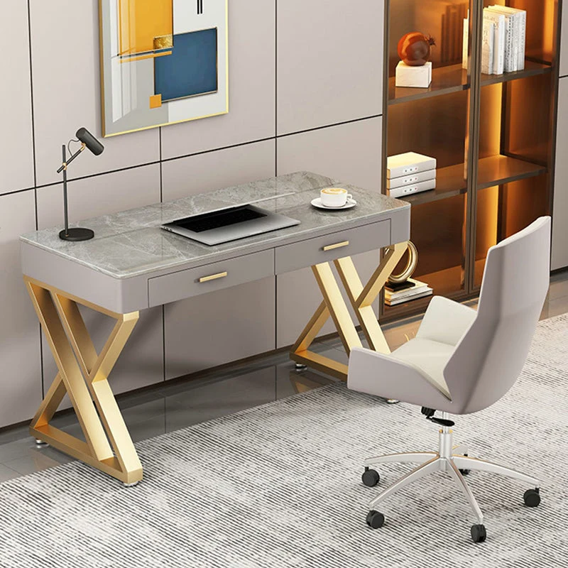 Bureau d'écriture Classic Glam de 29,25 pouces de hauteur, bureau en pierre courbée Clearhalo