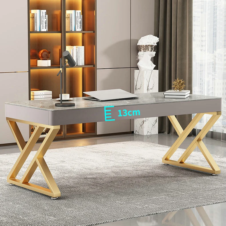 Bureau d'écriture Classic Glam de 29,25 pouces de hauteur, bureau en pierre courbée Clearhalo