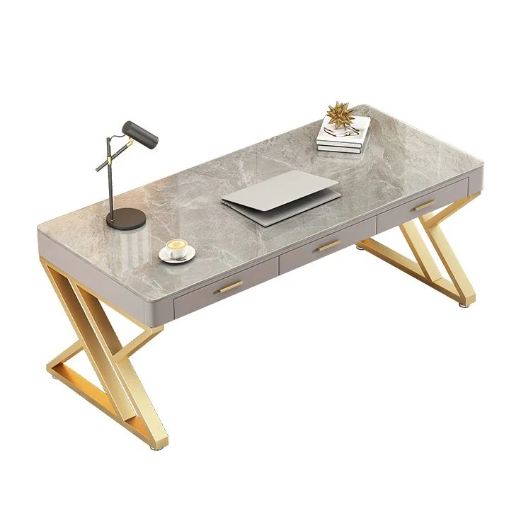 Bureau d'écriture Classic Glam de 29,25 pouces de hauteur, bureau en pierre courbée Clearhalo