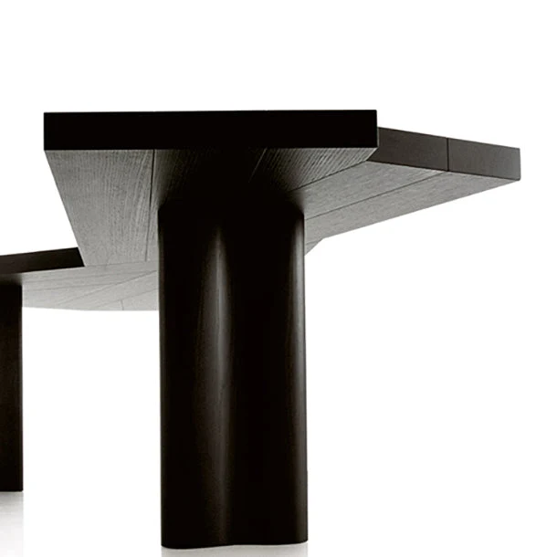 Bureau d'écriture de conception industrielle simple, bureau en bois massif de forme libre noir Clearhalo
