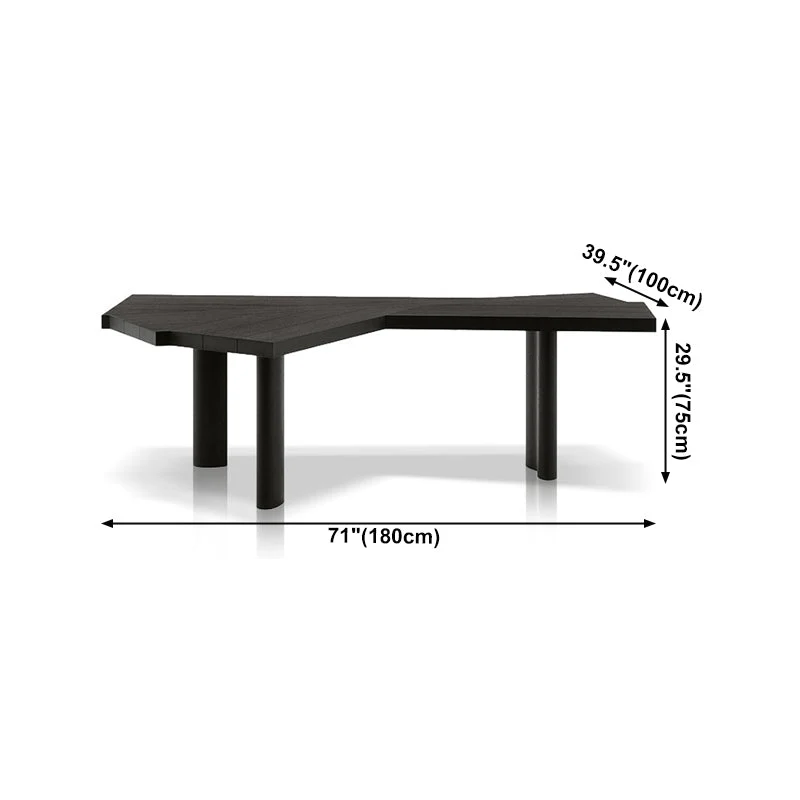 Bureau d'écriture de conception industrielle simple, bureau en bois massif de forme libre noir Clearhalo