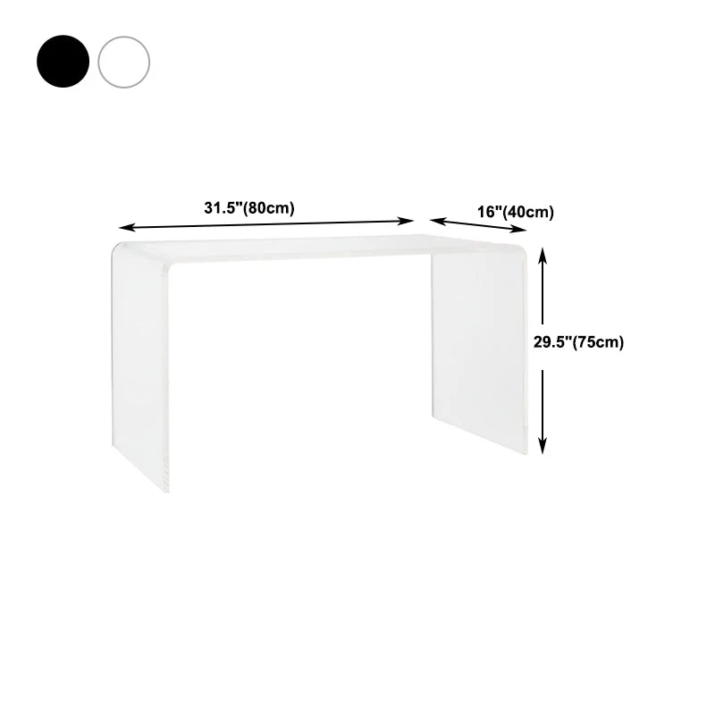 Bureau d'écriture contemporain en acrylique, bureau rectangulaire avec traîneau pour la maison Clearhalo