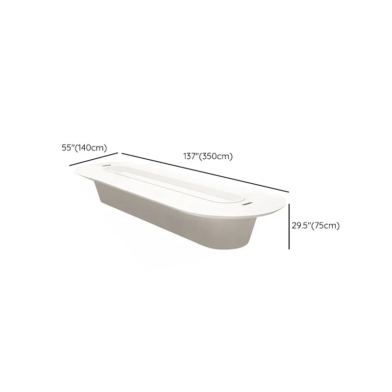 Bureau d'écriture contemporain en bois artificiel, bureau ovale blanc pour bureau Clearhalo