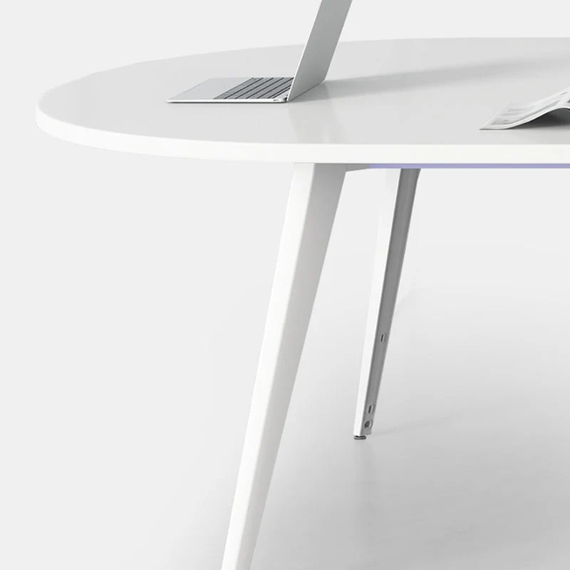Bureau d'écriture contemporain en bois, bureau ovale blanc pour bureau Clearhalo
