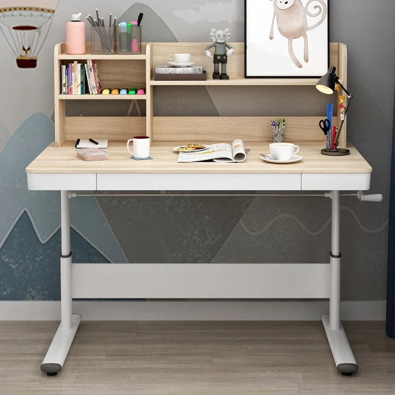 Bureau d'écriture contemporain en bois, bureau réglable de 51,2 pouces de hauteur pour la maison Clearhalo