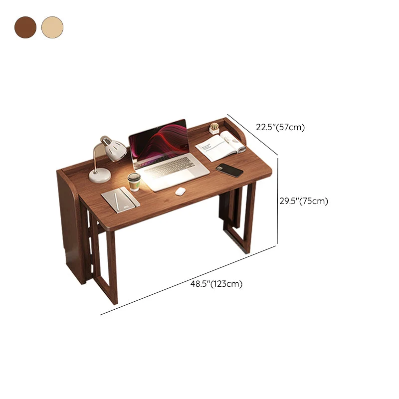 Bureau d'écriture contemporain en bois d'hévé, bureau à base de traîneau pliable Clearhalo
