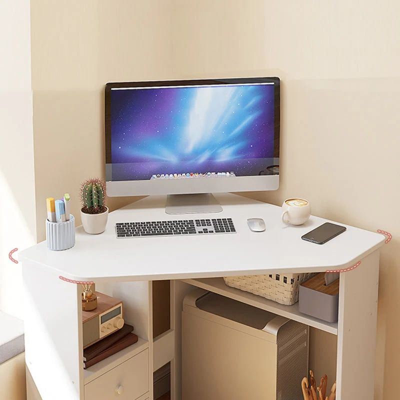 Bureau d'écriture contemporain en bois d'ingénierie avec étagères Clearhalo