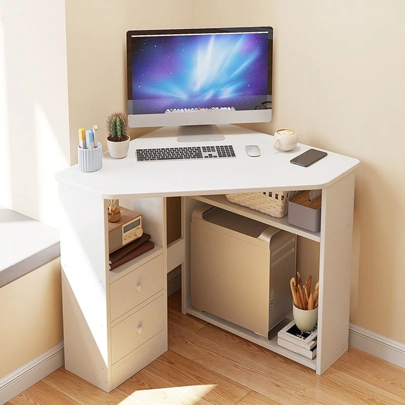 Bureau d'écriture contemporain en bois d'ingénierie avec étagères Clearhalo