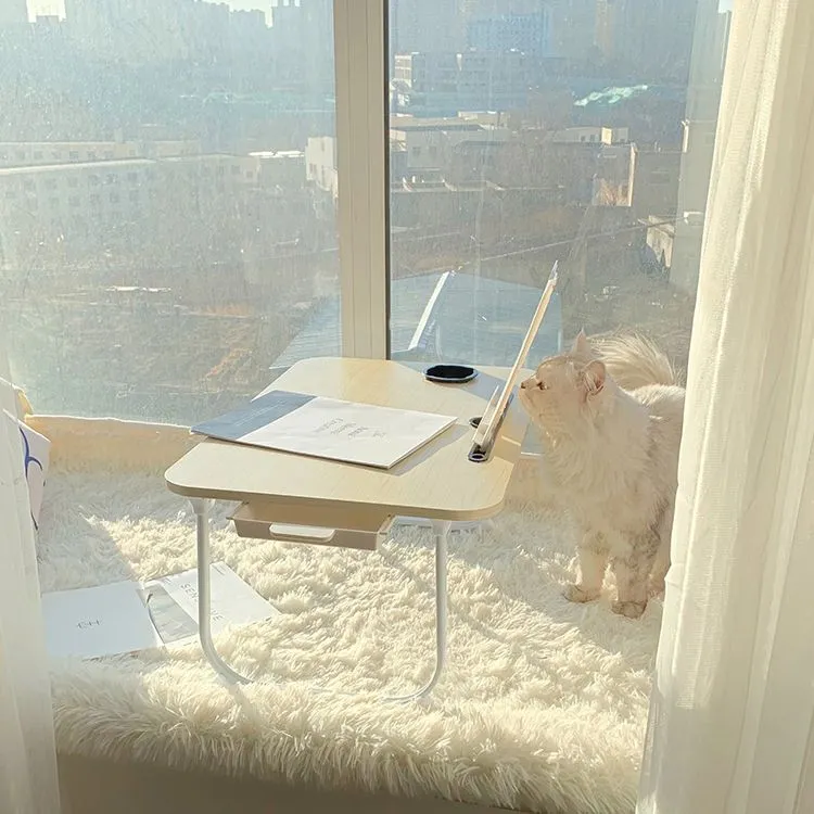 Bureau d'écriture contemporain en bois d'ingénierie, bureau de chambre à coucher avec pieds blancs Clearhalo