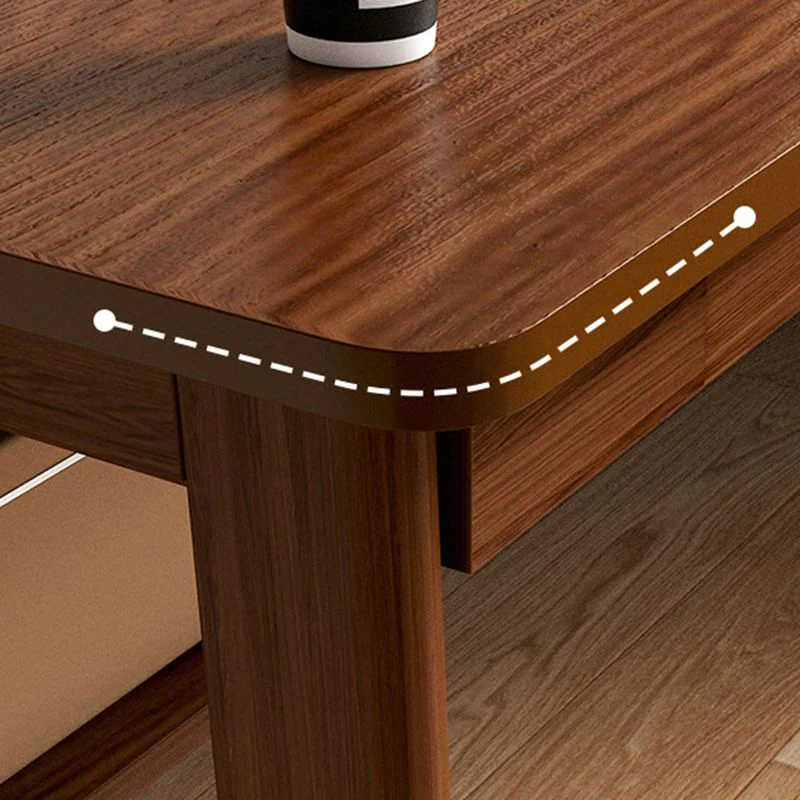 Bureau d'écriture contemporain en bois d'ingénierie en forme de H avec pieds en bois Clearhalo