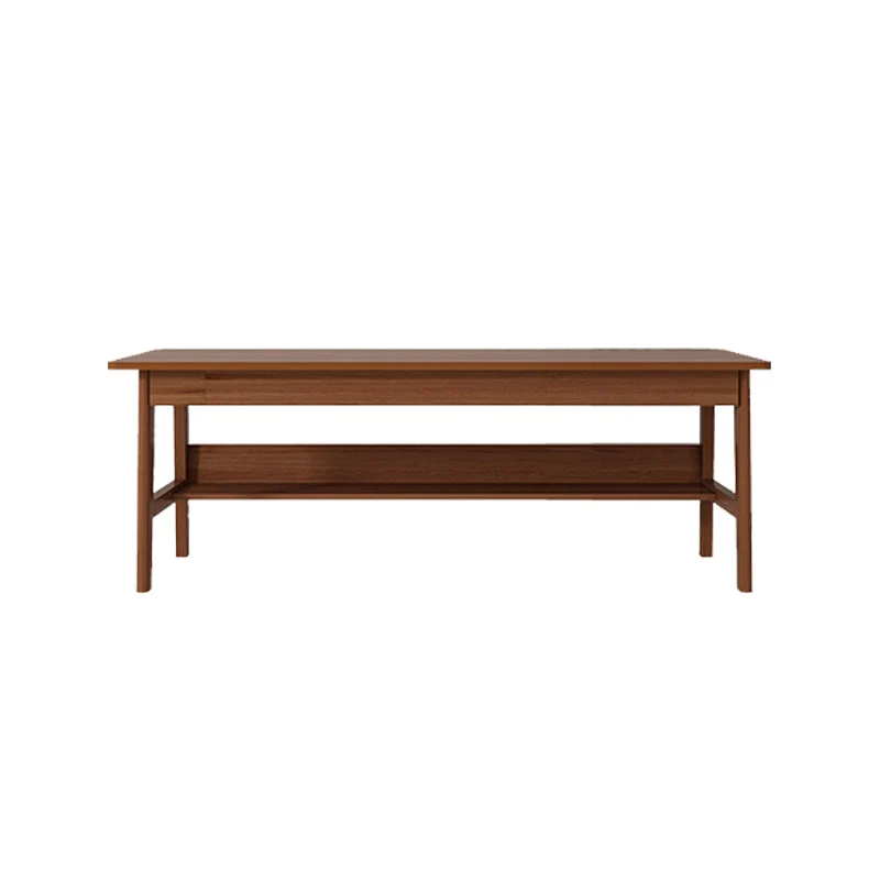 Bureau d'écriture contemporain en bois d'ingénierie en forme de H avec pieds en bois Clearhalo