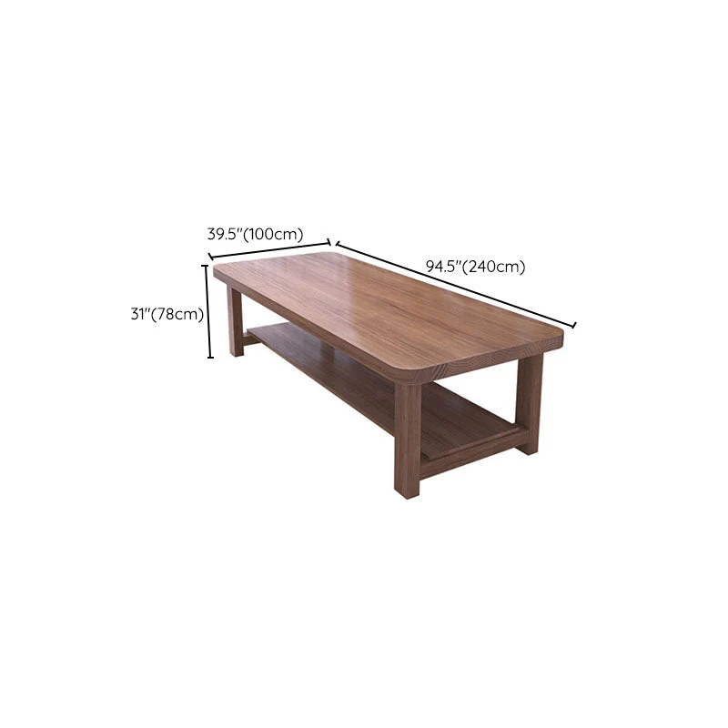 Bureau d'écriture contemporain en bois massif, bureau rectangulaire à 1 étagère avec base en H Clearhalo