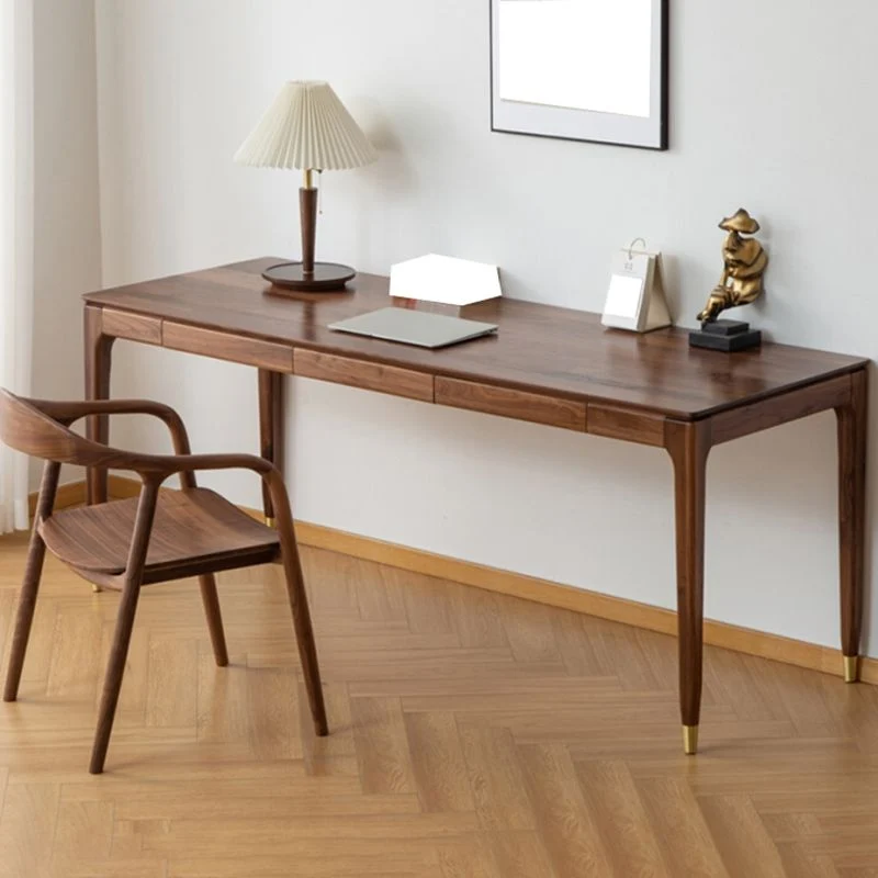 Bureau d'écriture contemporain en bois massif, bureau rectangulaire pour salon Clearhalo