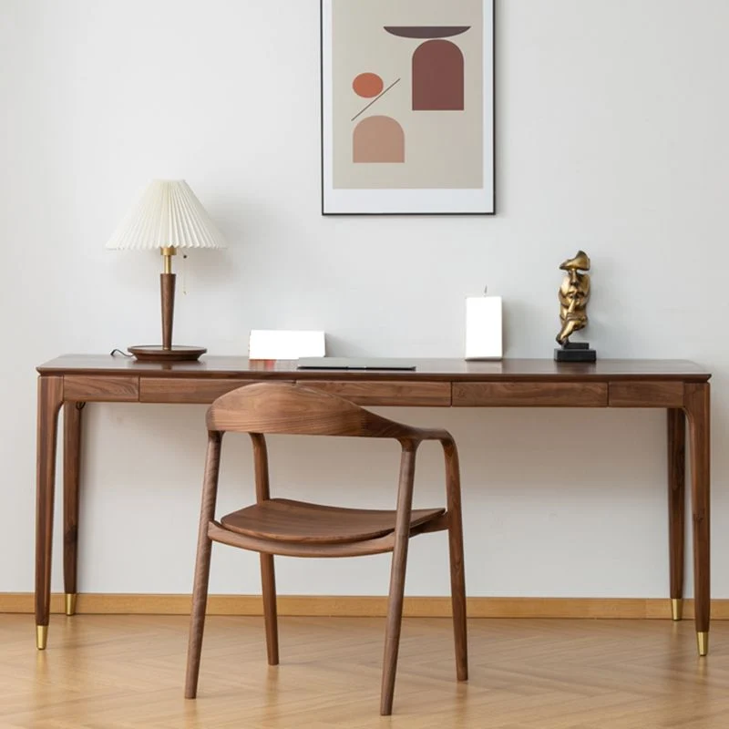 Bureau d'écriture contemporain en bois massif, bureau rectangulaire pour salon Clearhalo