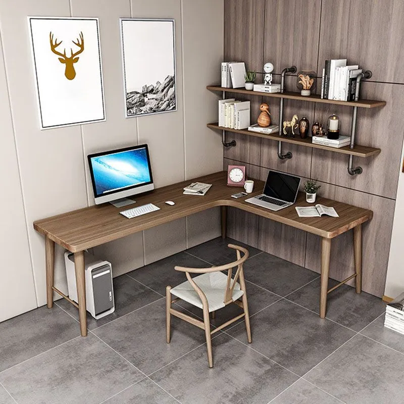 Bureau d'écriture contemporain en bois massif, bureau en forme de L de 30 po de hauteur Clearhalo