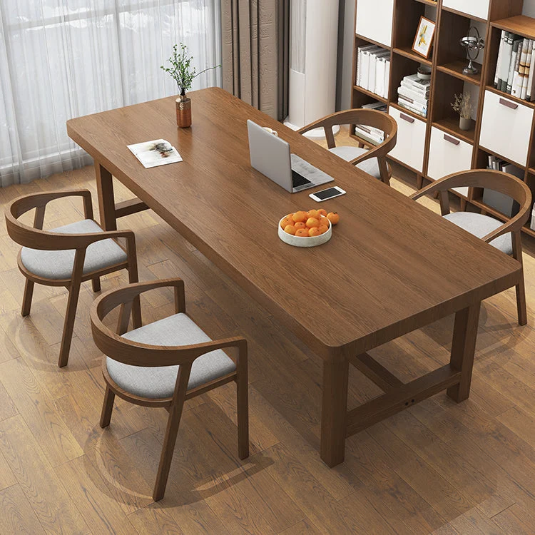 Bureau d'écriture contemporain en bois massif, bureau rectangulaire de 29,53 po de hauteur avec base en forme de H Clearhalo