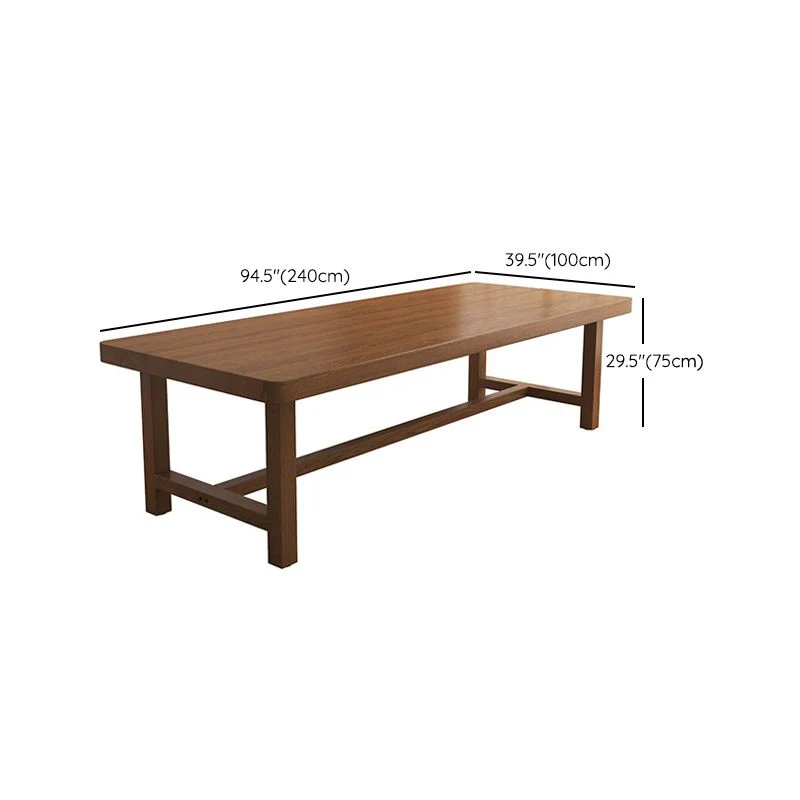 Bureau d'écriture contemporain en bois massif, bureau rectangulaire de 29,53 po de hauteur avec base en forme de H Clearhalo