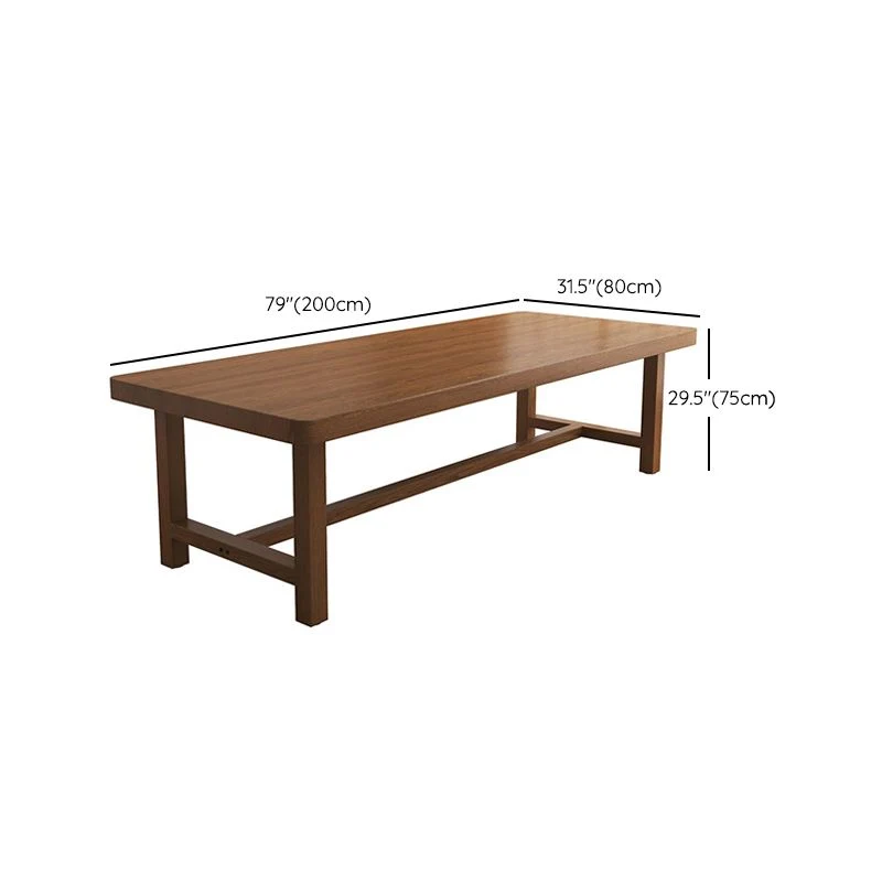 Bureau d'écriture contemporain en bois massif, bureau rectangulaire de 29,53 po de hauteur avec base en forme de H Clearhalo