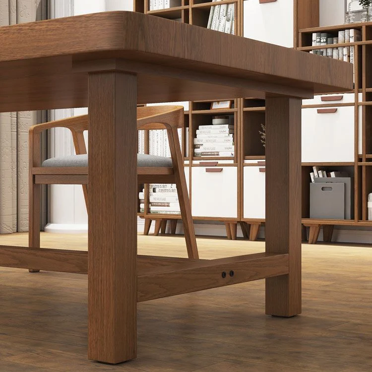 Bureau d'écriture contemporain en bois massif, bureau rectangulaire de 29,53 po de hauteur avec base en forme de H Clearhalo