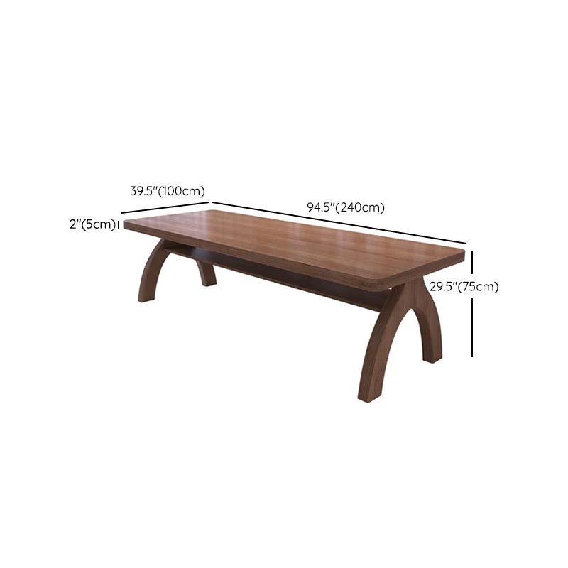 Bureau d'écriture contemporain en bois massif, bureau rectangulaire à 1 étagère en marron Clearhalo