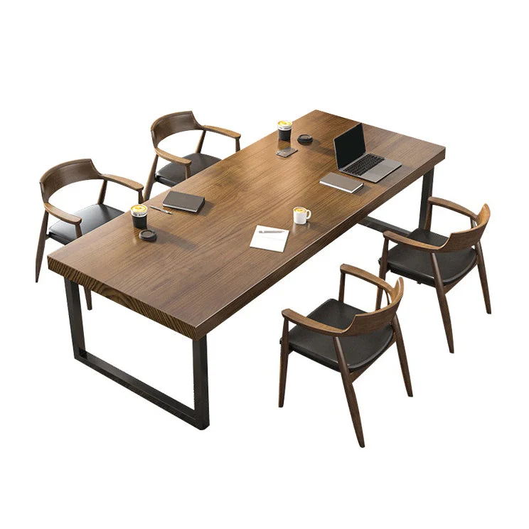 Bureau d'écriture contemporain en bois massif, bureau de chambre à coucher avec pieds noirs Clearhalo