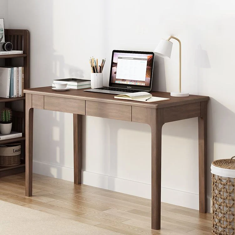 Bureau d'écriture contemporain en bois massif, bureau de chambre à coucher avec 4 pieds Clearhalo