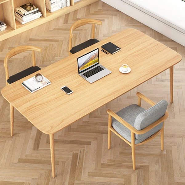 Bureau d'écriture contemporain en bois massif, bureau naturel courbé Clearhalo