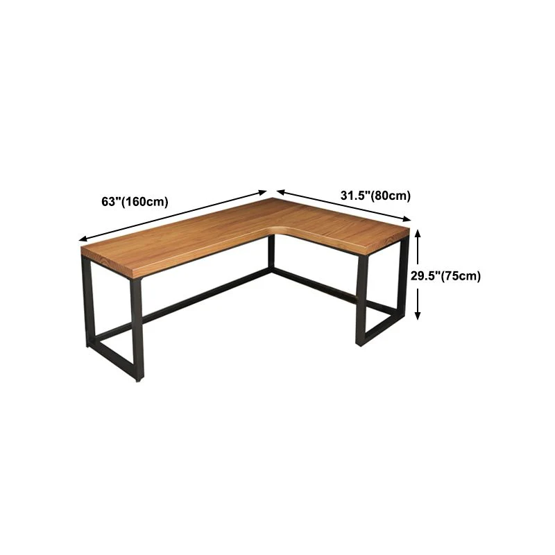 Bureau d'écriture contemporain en bois massif, bureau en forme de L pour la maison Clearhalo