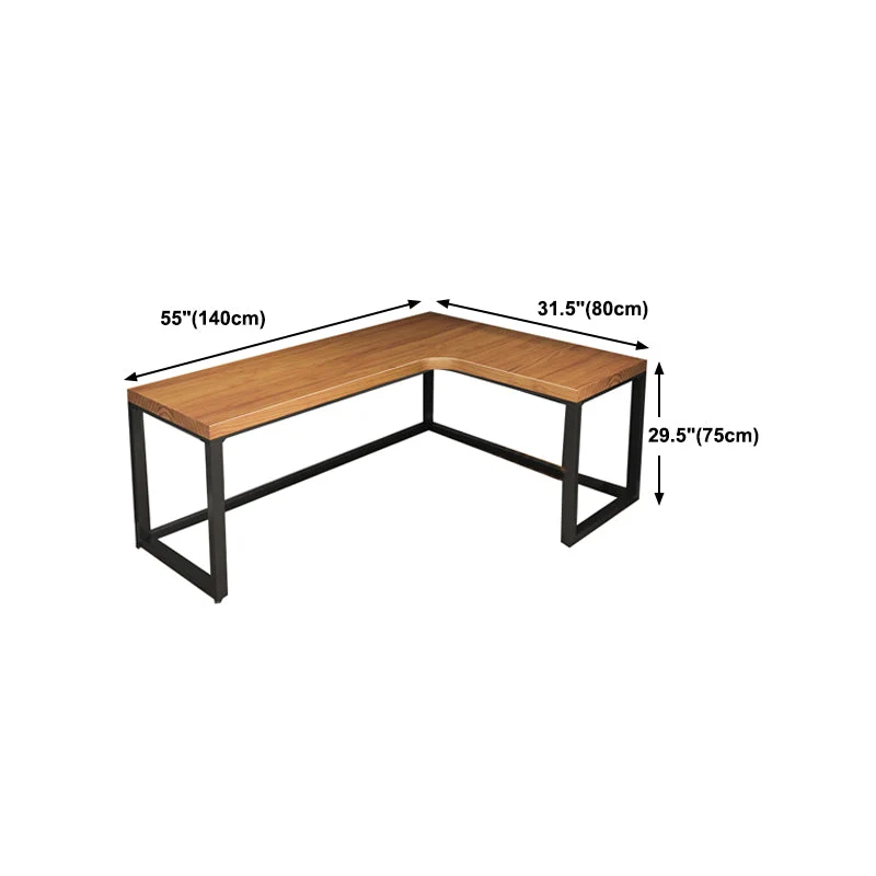 Bureau d'écriture contemporain en bois massif, bureau en forme de L pour la maison Clearhalo