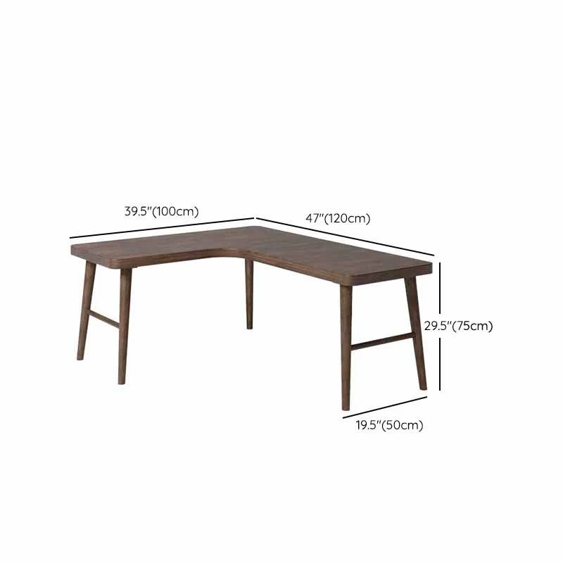 Bureau d'écriture contemporain en bois massif en forme de L, 29,25 pouces de hauteur Clearhalo