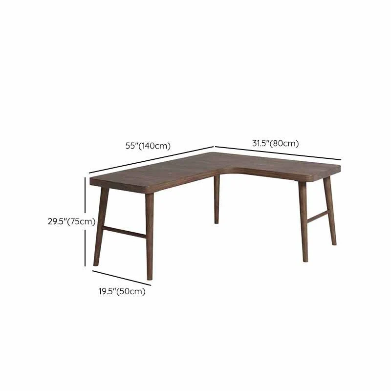 Bureau d'écriture contemporain en bois massif en forme de L, 29,25 pouces de hauteur Clearhalo