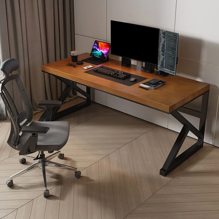 Bureau d'écriture contemporain en bois massif, table rectangulaire pour ordinateur portable Clearhalo