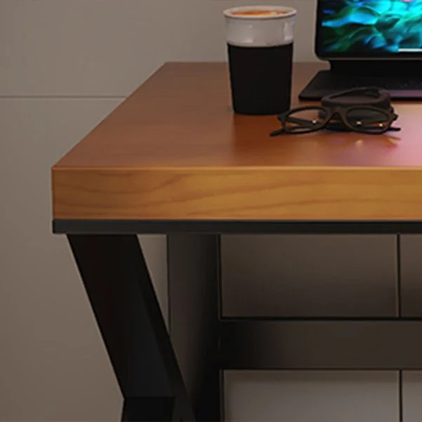 Bureau d'écriture contemporain en bois massif, table rectangulaire pour ordinateur portable Clearhalo