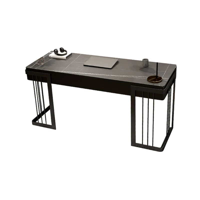 Bureau d'écriture contemporain Bureau de bureau luge incurvé noir et blanc Clearhalo